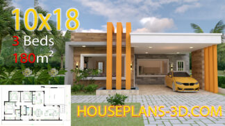 House Design 10x18 with 3 Bedrooms terrace roof