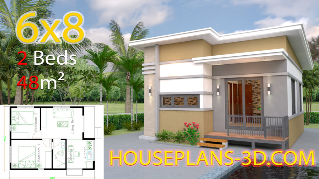 Simple House Design Plans 11x11 with 3 Bedrooms - House Plans 3D