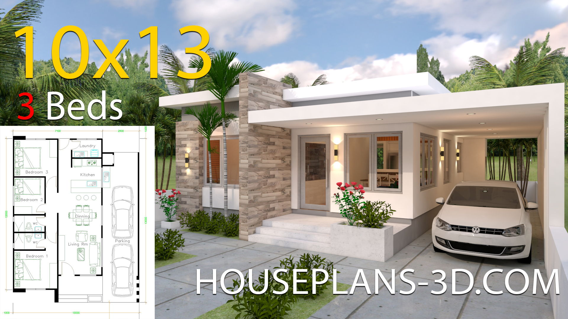House Design 10x13 With 3 Bedrooms Full