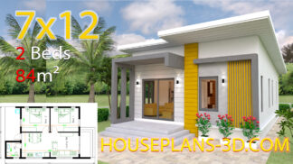 House Design Plans 7x12 with 2 Bedrooms Full Plans