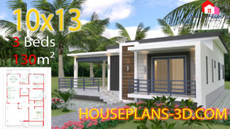 House design 10x13 with 3 Bedrooms Terrace roof