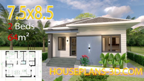 House design 10x12 with 3 Bedrooms Terrace Roof - House Plans 3D