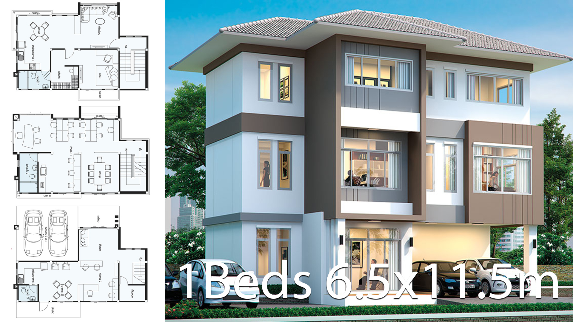 Office House design plan idea 6.6×11.5m