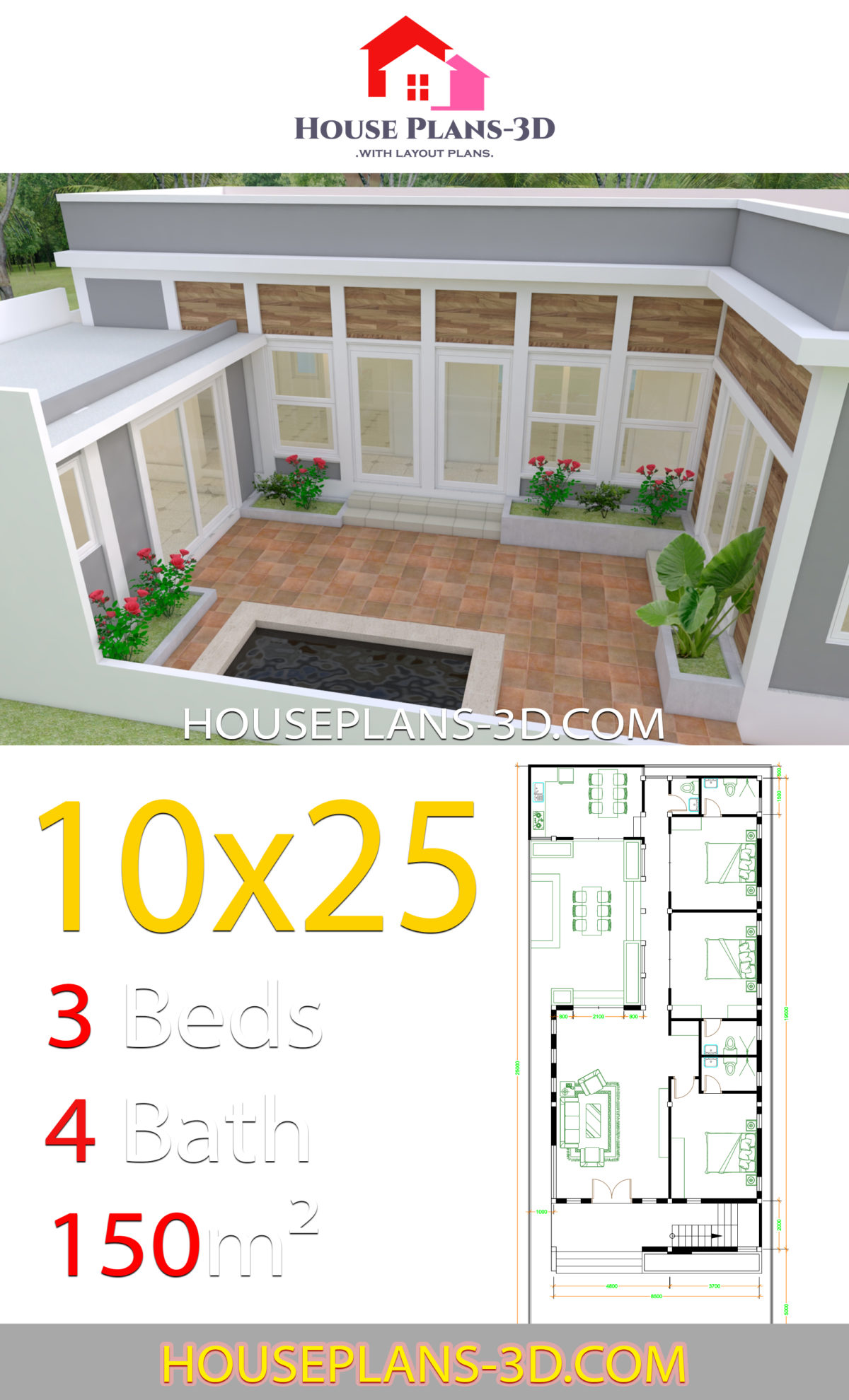 house-design-plans-10x25-with-3-bedrooms-house-plans-3d