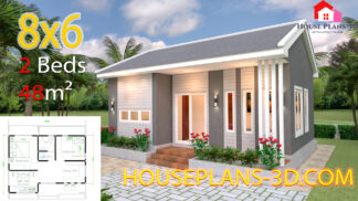 House Design Plans 8x6 with 2 Bedrooms