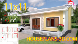 Simple House Design Plans 11x11 with 3 Bedrooms