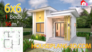 House Plans 6x6 with One Bedrooms Flat Roof