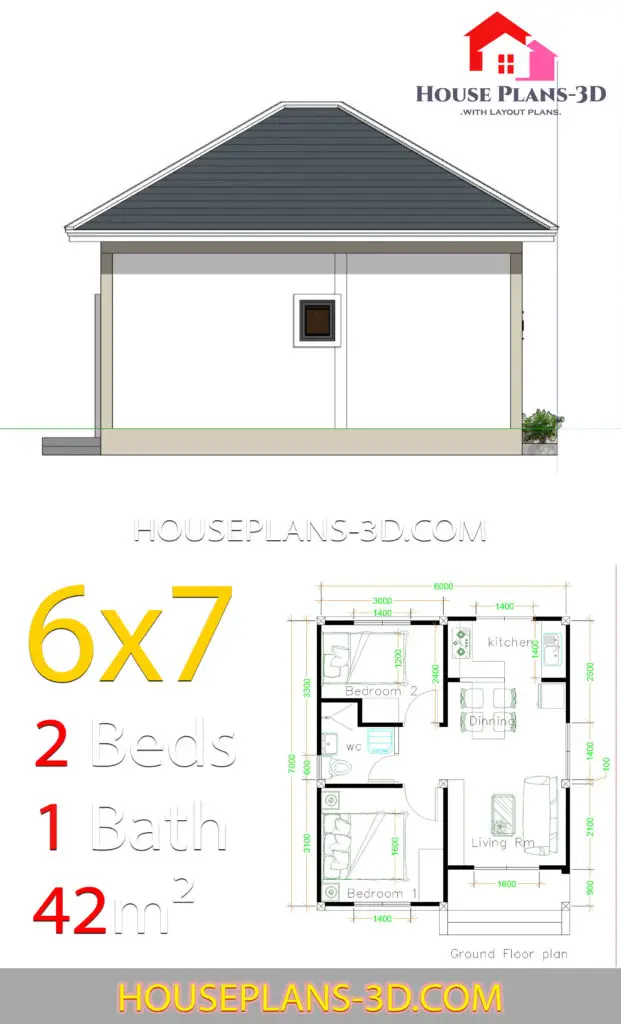 House Design 6x7 With 2 Bedrooms House Plans S