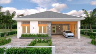 House Plans 12x11 with 3 Bedrooms Hip Roof